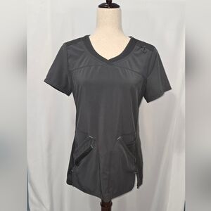 Charcoal V-Neck Short Sleeve Scrub Top